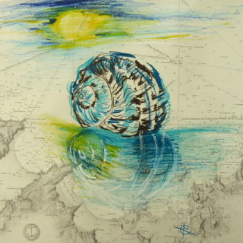Drawing titled "Blue Shell" by Constance Robine, Original Artwork, Pencil
