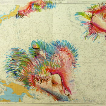 Desenho intitulada "Colorful Anemone" por Constance Robine, Obras de arte originais, Pastel