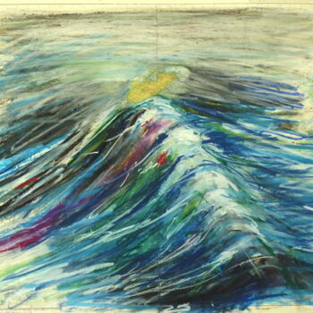 Drawing titled "Colorful Wave" by Constance Robine, Original Artwork, Oil