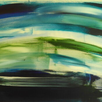 Картина под названием "Blue-green Vibratio…" - Constance Robine, Подлинное произведение искусства, Акрил Установлен на Дерев…
