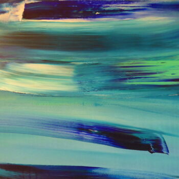 Painting titled "Blue Dream Horizon…" by Constance Robine, Original Artwork, Acrylic Mounted on Wood Stretcher frame