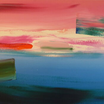 Pittura intitolato "Pink Blue Horizon" da Constance Robine, Opera d'arte originale, Acrilico