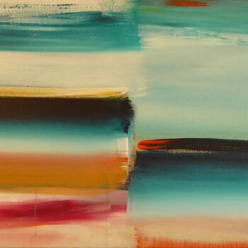 Painting titled "Vibration Horizon" by Constance Robine, Original Artwork, Acrylic Mounted on Wood Stretcher frame