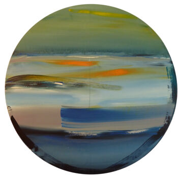 Painting titled "On the Sea Horizon" by Constance Robine, Original Artwork, Acrylic Mounted on Wood Stretcher frame