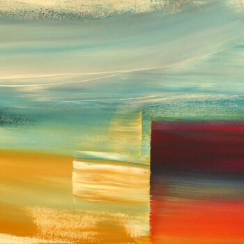 Painting titled "Blue Sky on the Hor…" by Constance Robine, Original Artwork, Acrylic Mounted on Wood Stretcher frame