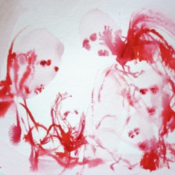 Peinture intitulée "Scénette Rouge" par Constance Robine, Œuvre d'art originale, Encre