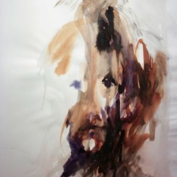 Pintura titulada "Masque Lunaire I" por Constance Robine, Obra de arte original, Tinta