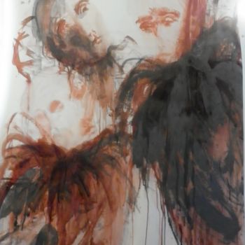 Peinture intitulée "Grand Masque Sangui…" par Constance Robine, Œuvre d'art originale, Encre
