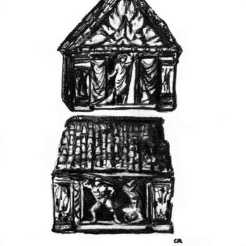 Desenho intitulada "edicule de mayence…" por Constance Robine, Obras de arte originais