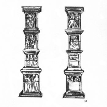 Desenho intitulada "pilier des nautes" por Constance Robine, Obras de arte originais