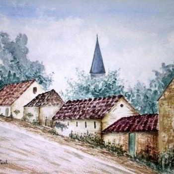 Peinture intitulée "Mon Village" par Geneviève Constant, Œuvre d'art originale