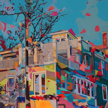 Peinture intitulée "Urban Fall" par Constantin Roucault, Œuvre d'art originale, Huile Monté sur Châssis en bois