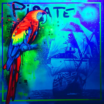 Malerei mit dem Titel "Pirate" von Docteur Cobain, Original-Kunstwerk