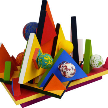 Sculpture intitulée "Triangles aux boules" par Gaël Chandelier, Œuvre d'art originale