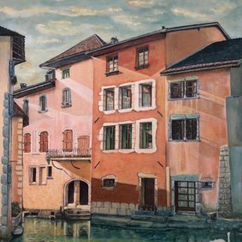 Painting titled "Annecy le vieux." by Stephane Georges, Original Artwork, Oil