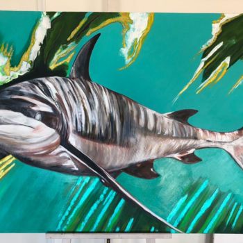 Malerei mit dem Titel "Le requin" von Frédérique Gilloux (FG), Original-Kunstwerk, Acryl