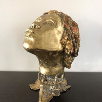 Sculpture intitulée "La tête" par Frédérique Gilloux (FG), Œuvre d'art originale, Bronze