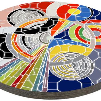 Skulptur mit dem Titel "Plateau de table es…" von Dan & Monika, Original-Kunstwerk, Mosaik