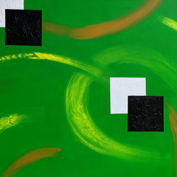 Painting titled "ABSTRAIT EN VERT" by Rick Smith, Original Artwork, Acrylic