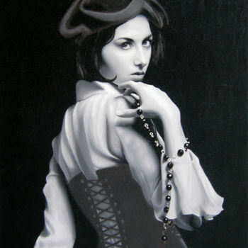 Malarstwo zatytułowany „la-fille-au-collier…” autorstwa Dadakar, Oryginalna praca, Olej