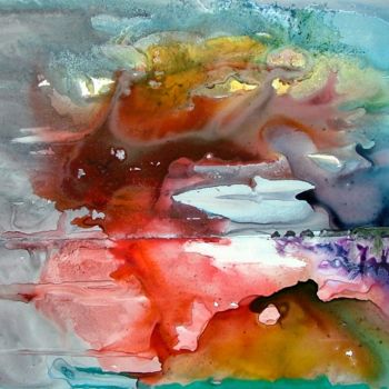 Painting titled "Flamboyance sur les…" by Olivier Salembier, Original Artwork, Watercolor