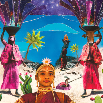 Collagen mit dem Titel "Mystical India" von Manuel Blond, Original-Kunstwerk