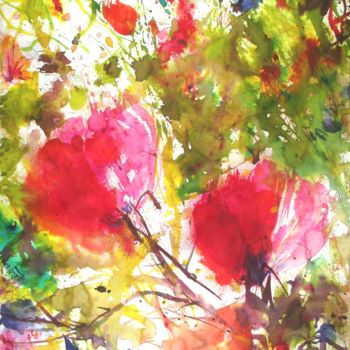 Painting titled ""Altweibersommer"-…" by Heike Renz, Original Artwork, Watercolor