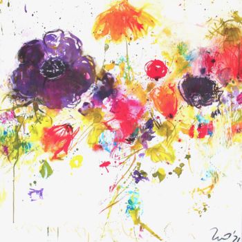 Pintura intitulada "c 47-"le printemps…" por Heike Renz, Obras de arte originais, Acrílico