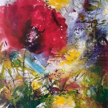 Pittura intitolato "wild poppy" da Heike Renz, Opera d'arte originale, Acrilico