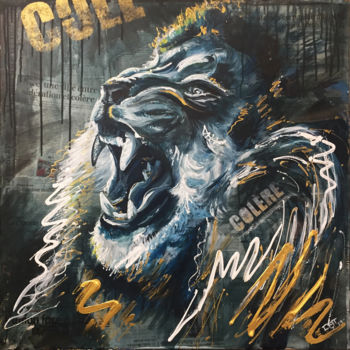 Pintura titulada "Lion #Colère" por Cathy Duculty, Obra de arte original, Acrílico