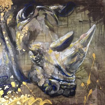Peinture intitulée "Rhino # Force" par Cathy Duculty, Œuvre d'art originale, Acrylique
