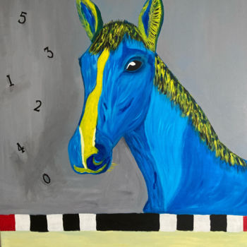 Peinture intitulée "blue horse" par Jean-François Salbert, Œuvre d'art originale, Acrylique