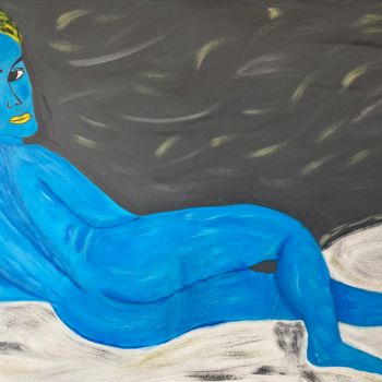 Schilderij getiteld "blue girl" door Jean-François Salbert, Origineel Kunstwerk, Acryl