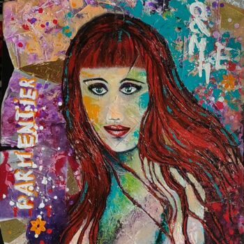 Painting titled "PRETTY WOMAN" by Brigitte Parmentier, Original Artwork, Acrylic Mounted on Wood Stretcher frame