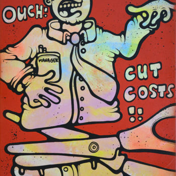 Painting titled "Cut Costs" by Ewen Gur, Original Artwork, Acrylic