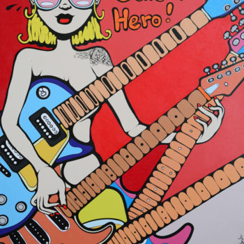 Pittura intitolato "Super Guitar Hero" da Ewen Gur, Opera d'arte originale, Acrilico