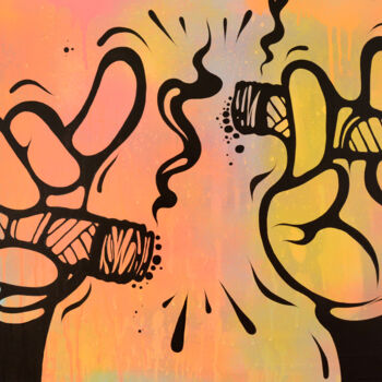 Pittura intitolato "Smoking hands" da Ewen Gur, Opera d'arte originale, Acrilico