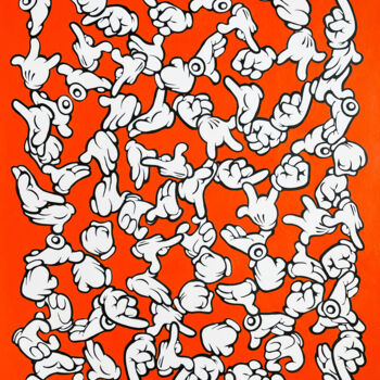 Peinture intitulée "Funky Orange Hands" par Ewen Gur, Œuvre d'art originale, Acrylique