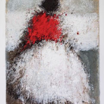 Pintura titulada ""MENINE ROUGE"2014" por Hanna Sidorowicz, Obra de arte original, Témpera Montado en Bastidor de camilla de…