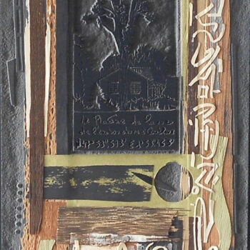 Colagens intitulada ""Platane à l'embouc…" por Yann Hervis, Obras de arte originais, Xilogravura Montado em Armação em madei…