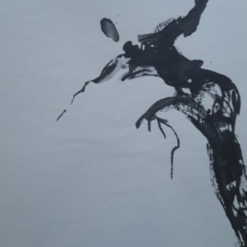 Dessin intitulée "Silhouette inclinée" par Pascale Delarge, Œuvre d'art originale, Encre