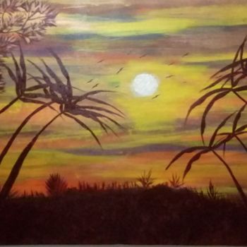 Pintura intitulada "Por do sol" por Rute Cardoso, Obras de arte originais, Acrílico