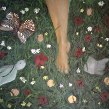 Pittura intitolato "Le Jardin" da Cony Shesson, Opera d'arte originale, Acrilico Montato su Telaio per barella in legno