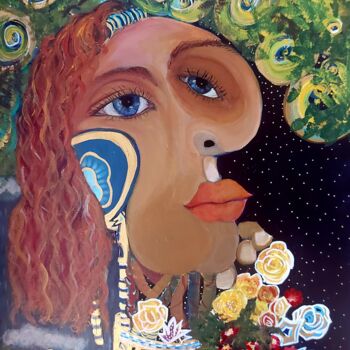 Pintura titulada "La femme qui sourit" por Cony Shesson, Obra de arte original, Acrílico