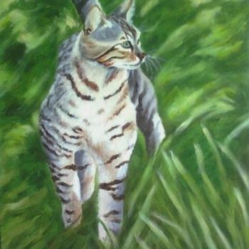 Painting titled "Cat" by Fernanda Costa, Original Artwork