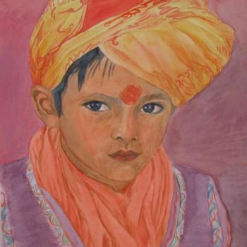 Painting titled "Indian boy" by Fernanda Costa, Original Artwork