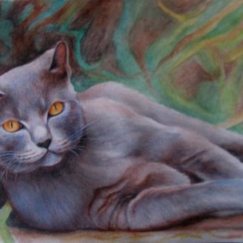 Malerei mit dem Titel "Cat resting" von Fernanda Costa, Original-Kunstwerk