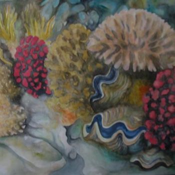 Schilderij getiteld "Algae on the rocks" door Fernanda Costa, Origineel Kunstwerk