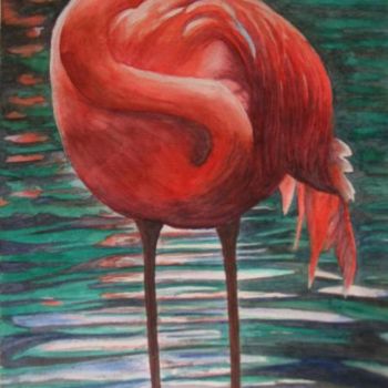Painting titled "Flamingo" by Fernanda Costa, Original Artwork