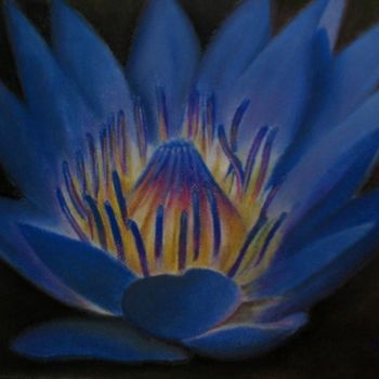 Painting titled "Blue flower" by Fernanda Costa, Original Artwork
